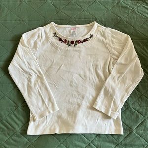 6 Embellished Girls White Long Sleeve
